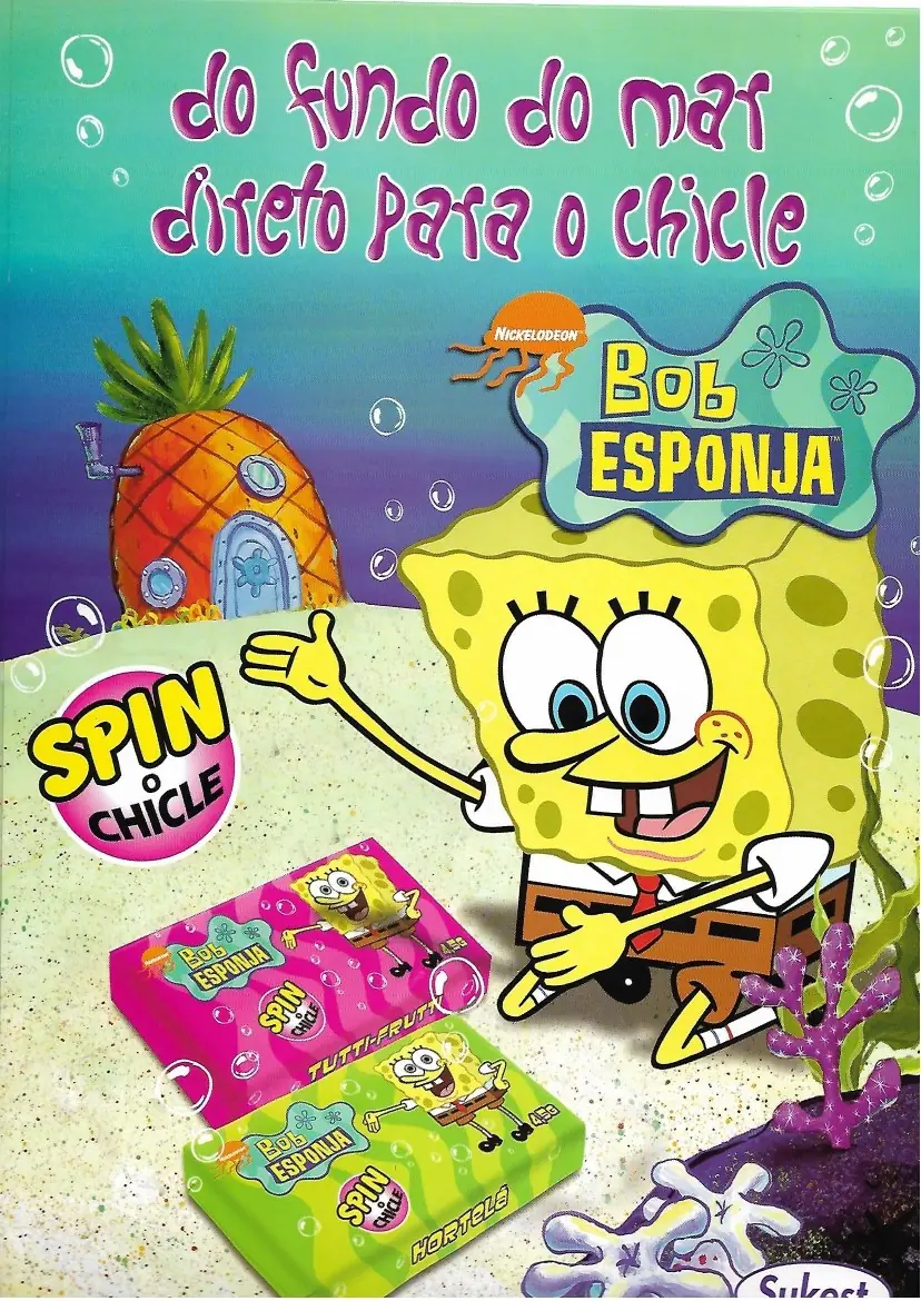 Folder do chicle Spin com o tema Bob Esponja